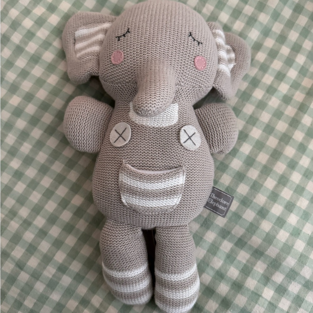 Living Textiles Gray Elephant Knit Plush Toy